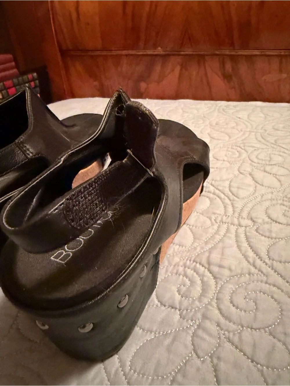 Boutique by Corkys black wedge sandals in women’s size 10.